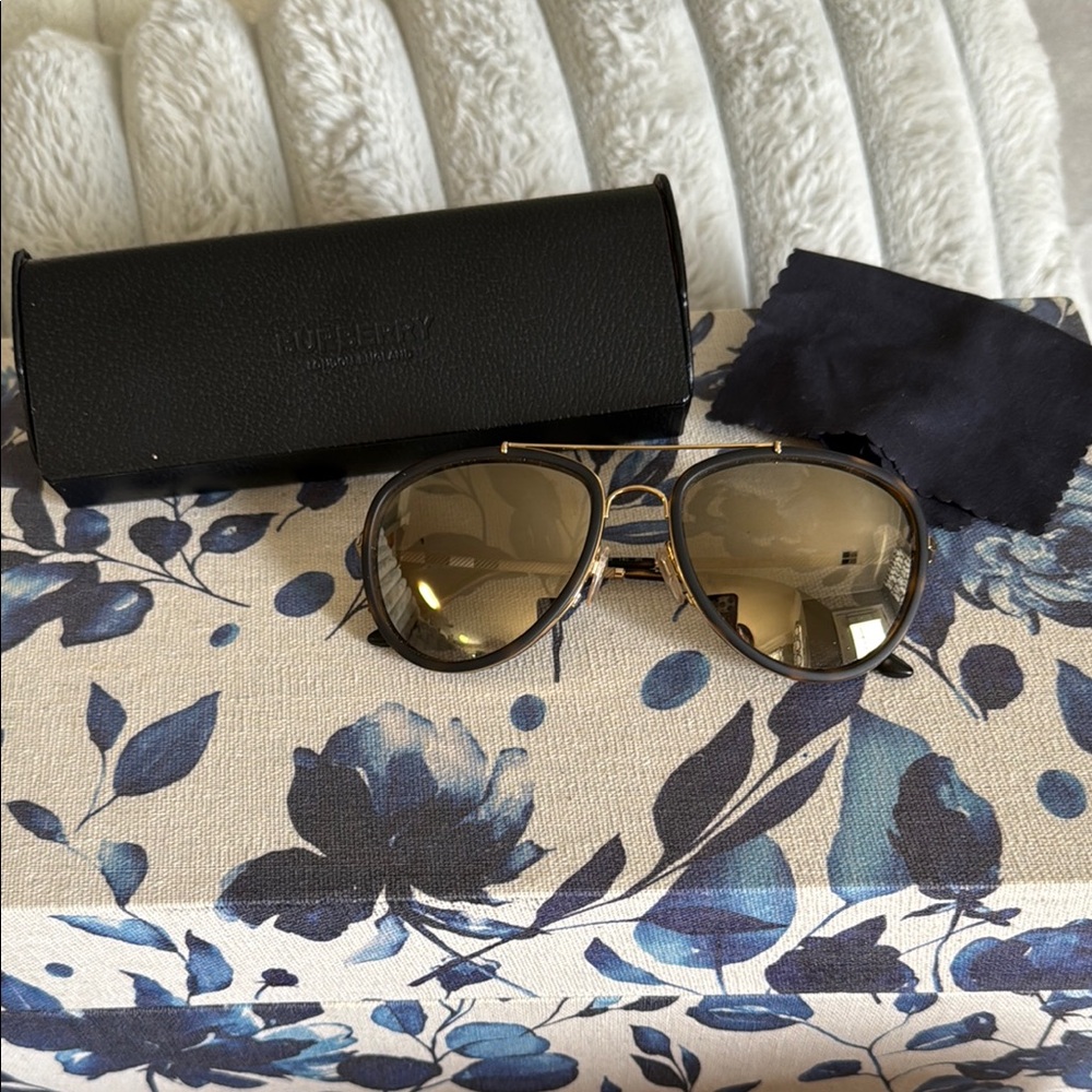 Burberry Gold Aviator Sunglasses
